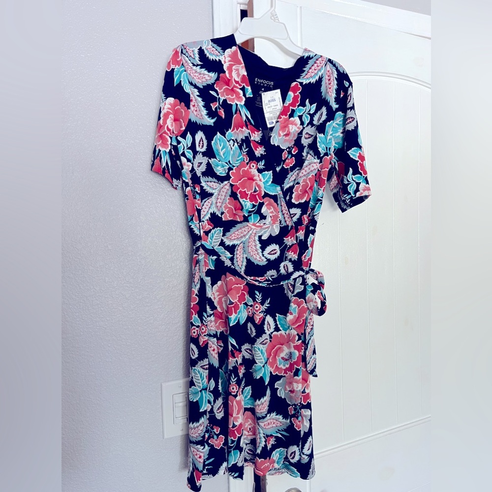 Work place floral knee length dress